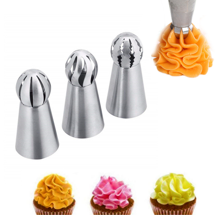 3-Piece Torch-Shaped Pastry Tips Set, Stainless Steel Russian Cream Nozzles for DIY Baking Adventures
