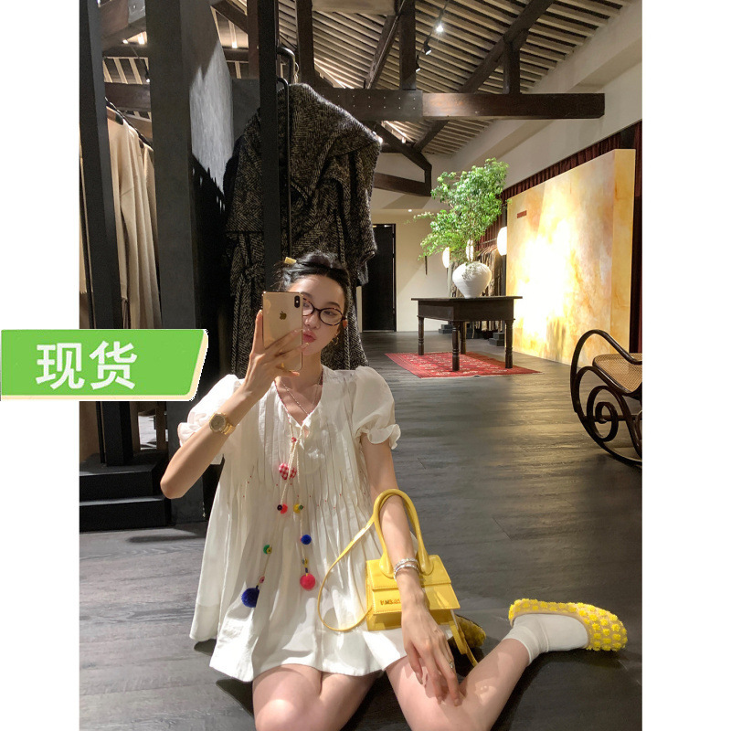 Ouyang's'Fun Girl' Collection Is Super Heavy-Duty and Hard to Create! Lightweight Tencel Linen Hand-Pressed Pleated Ruffle Shirt Ouyang's'Fun Girl' Collection Is Super Heavy-Duty and Hard to Create! Lightweight Tencel Linen Hand-Pressed Pleated Ruffle Shirt