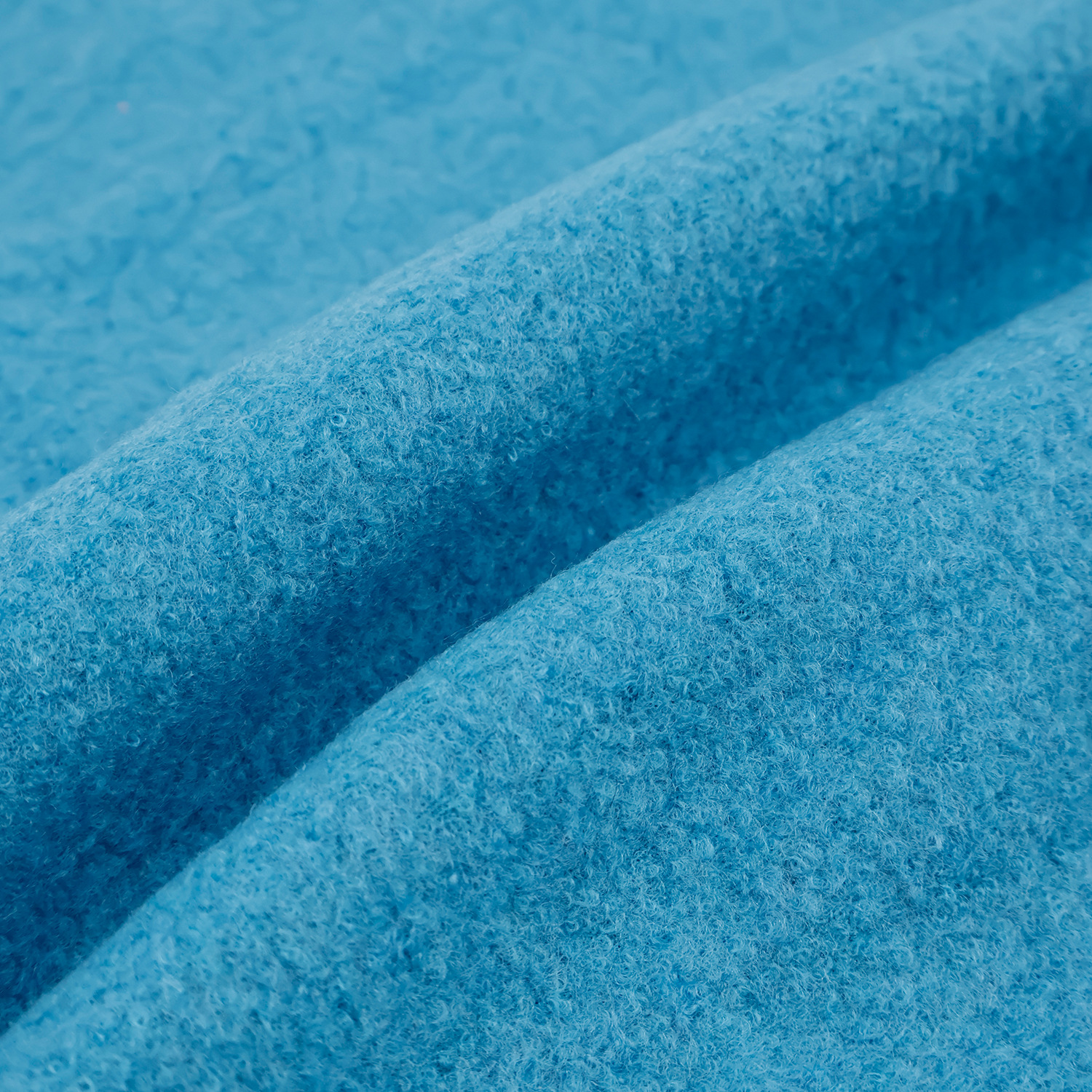 秋冬蔚蓝色针织肌里圈圈毛料羊毛呢服装布料外套连衣裙套装面料