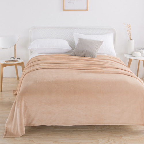 Pure Color Minimalist Flannel Blanket Wholesale Home Office Nap Air Conditioning Blanket Washable Machine Washable Cover Blanket Summer
