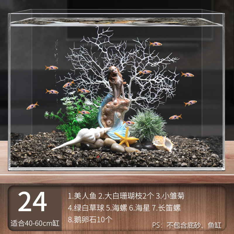 Juego completo de paisajismo de pecera, juego de decoración de rocalla de hierba acuática de simulación, juego de adorno de coral de arena de fondo de acuario