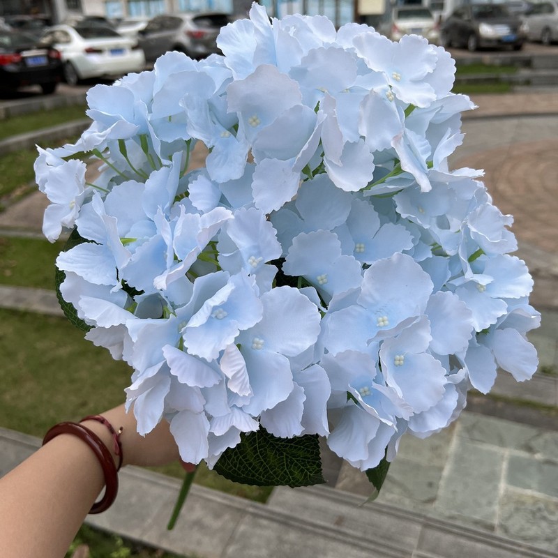 新商品の外国貿易の青いアジサイの青い色はバラの牡丹のアジサイの結婚祝いの柔らかい装飾の偽の花を卸売りします。|undefined