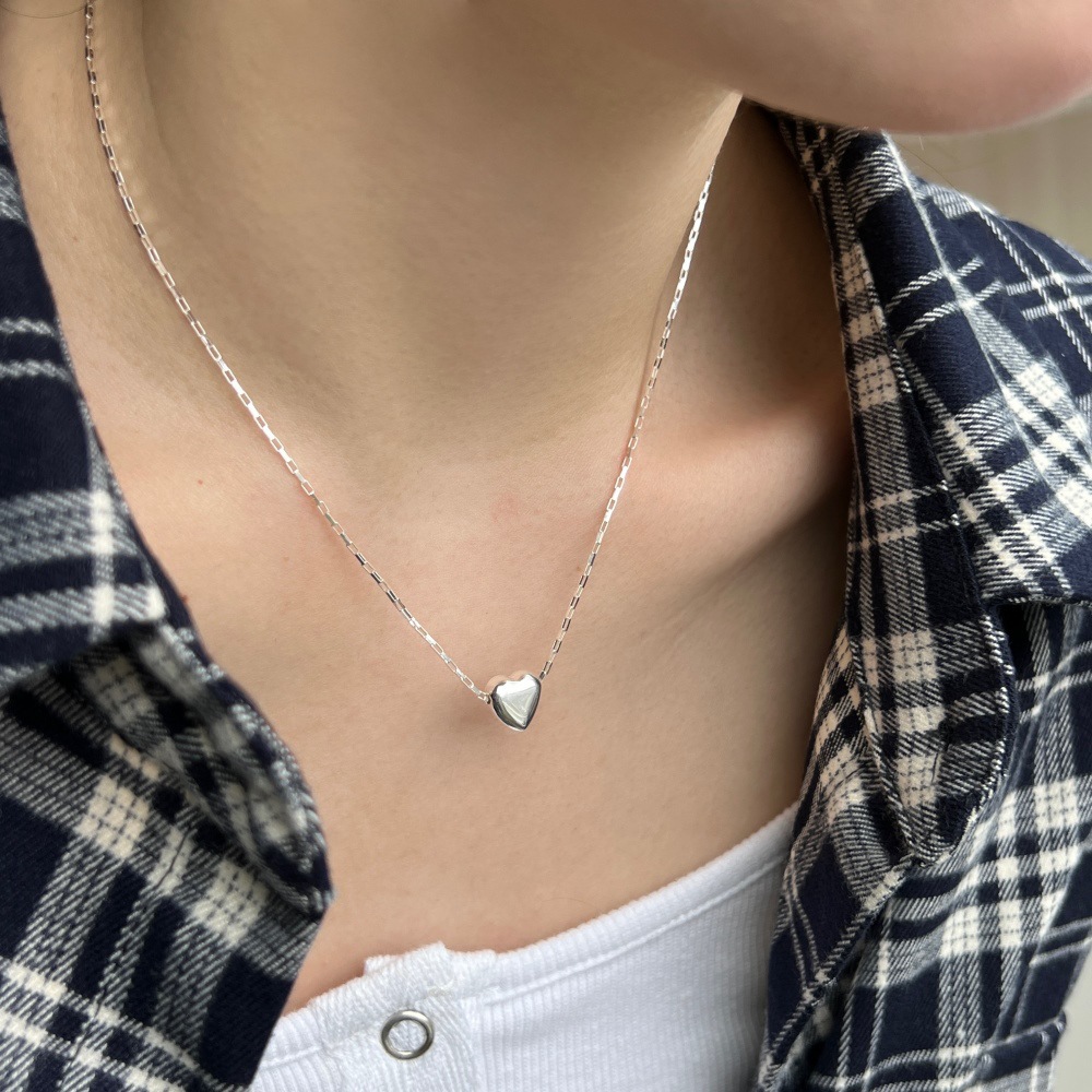 5g Weight 925 Sterling Silver Plating Heart Shape Necklace