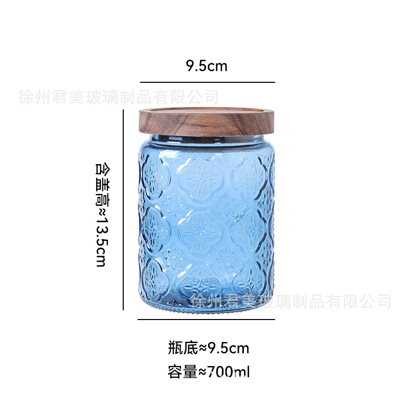 700ml tanque de almacenamiento de vidrio colorido begonia cocina casera granos de café té granos de granos latas de sellado al por mayor