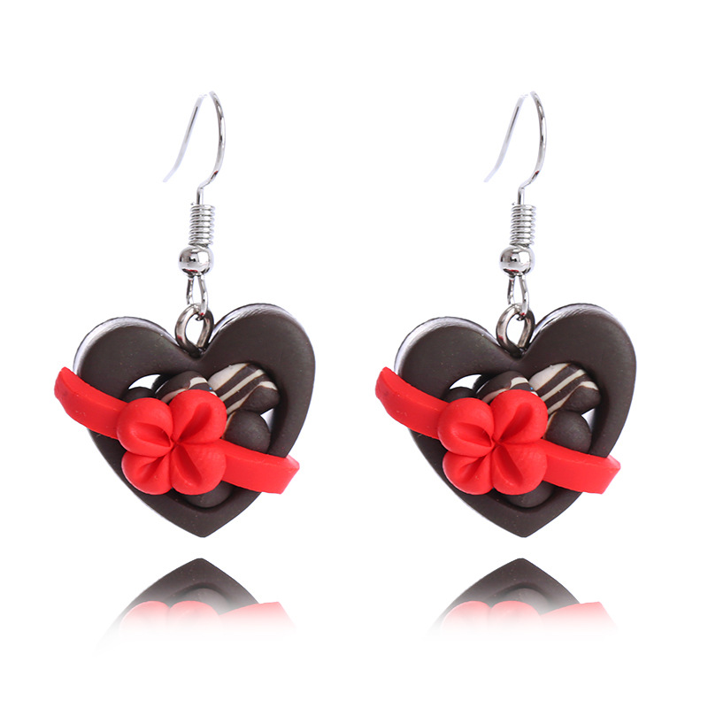 1 Par Dulce Forma De Corazón Arcilla Suave Enchapado Mujeres Pendientes De Gota display picture 15