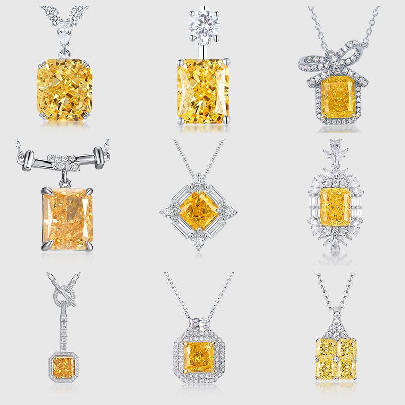 Diseño de industria pesada de minería en caliente transfronteriza Collar de diamantes de alto carbono con corte de flores de hielo Mujer S925 con incrustaciones de plata, cadena de clavícula de moda de diamantes, personalización