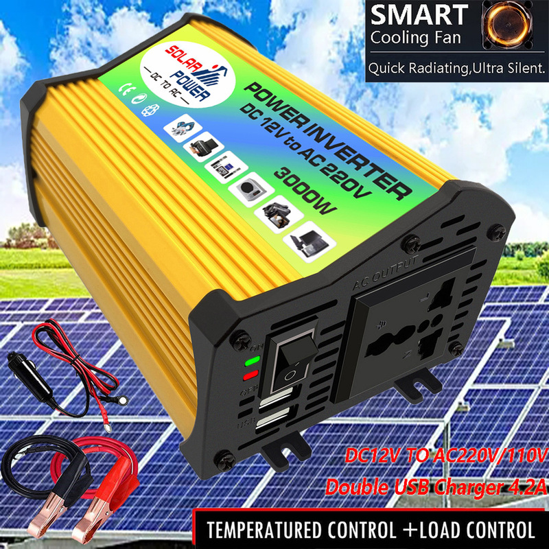 Cross-Border 12V Dc to 110V Ac Inverter 300W Car Inverter Plug Adapter Fast Charging Dual USB