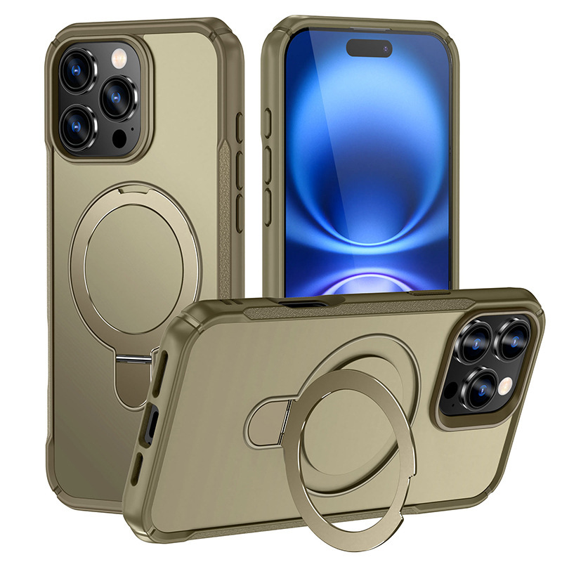 iPhone17ProMaxに適した新モデル、ミリタリーグッドマンスタンド、落下防止携帯電話ケース、Apple 16車載磁気保護カバー|undefined
