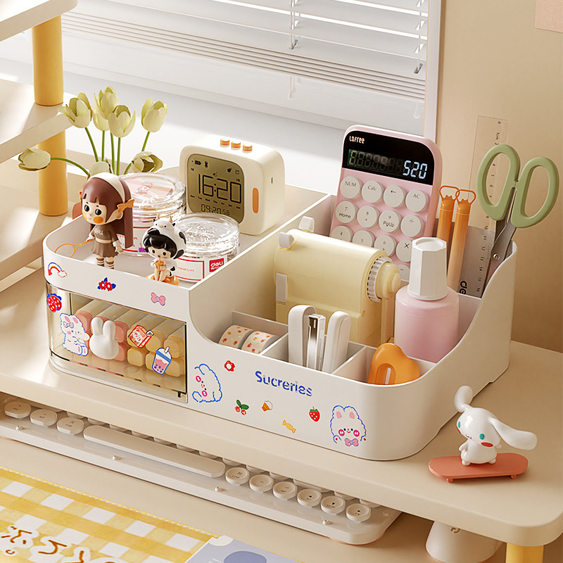 Caja de maquillaje de espejo de cajón tipo lápiz labial estante de almacenamiento de cosméticos dormitorio multifuncional dormitorio acabado de cuidado de la piel