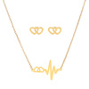 Fashionable universal golden necklace stainless steel, chain, set, earrings, suitable for import, 3 piece set