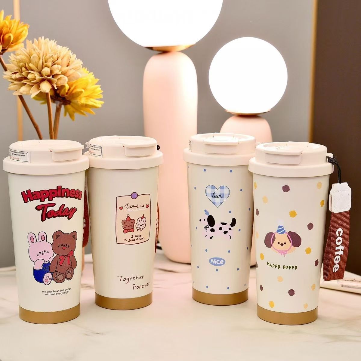 新款316不锈钢双饮咖啡杯保温保冷便捷卡通男女学生高颜值水杯