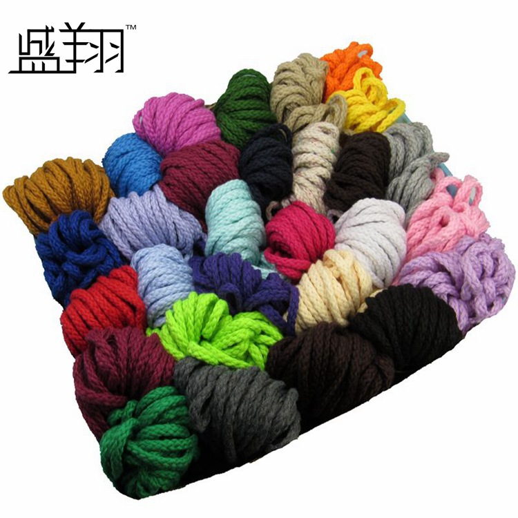 辅料彩色粗棉绳八股棉带束口绳棉包芯绳捆绑编织挂毯圆滚边嵌绳子