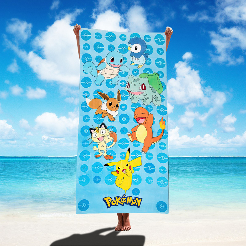 Ebay Cross-Border Children's Cartoon Beach Towel Independent Site Wholesale Pokémon Bath Towel