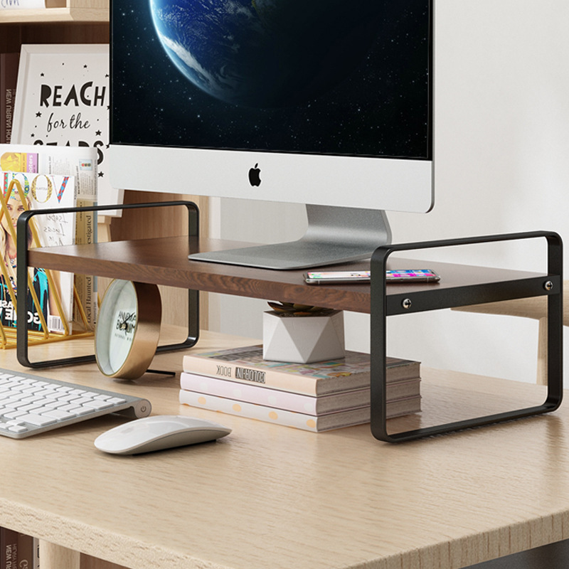 Wooden iron computer elevated stand desk desktop notebook monitor elevated stand base stand pad elevated
