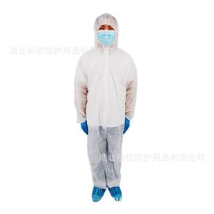 Factory straight hair spot supply disposable PP non-woven conjoined protective clothing dustproof hooded feet overalls