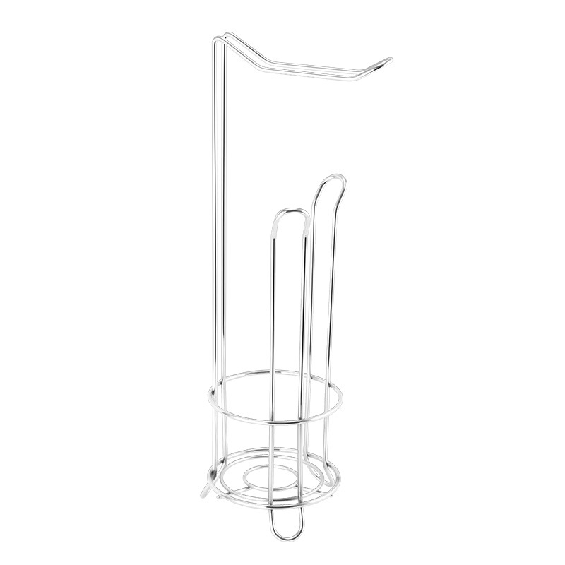 Exportación Amazon Iron Art Colmillo de papel de tierra vertical Soporte de rollo de papel para baño doméstico Estante de piso de metal