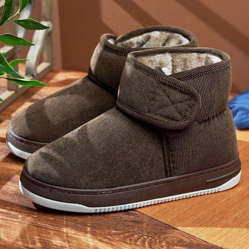 Winter High-Top Cotton Slippers for Middle-Aged and Elderly People with Non-Slip Thickeneded Soles, Soft Soles and Velvet Indoor Warm Cotton Shoes for Men and Women