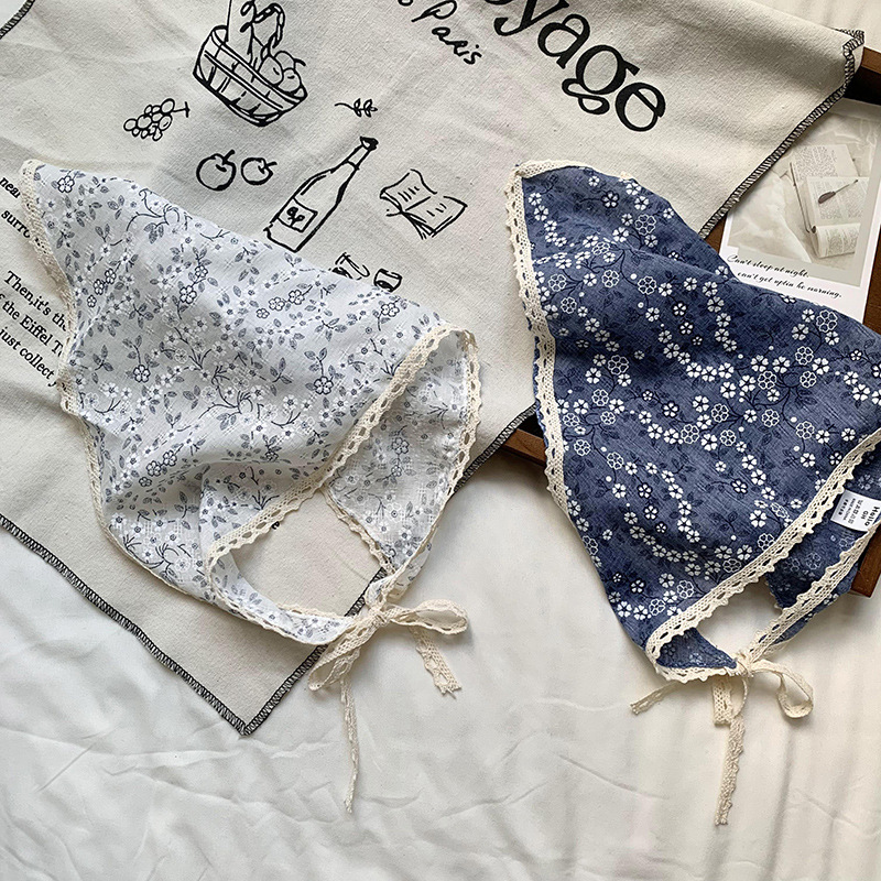 Turbante ins Advanced Sense Triángulo 2025 Nuevo estilo Algodón y lino de todo fósforo Decoración de encaje Bufanda Bufanda Diadema Diadema