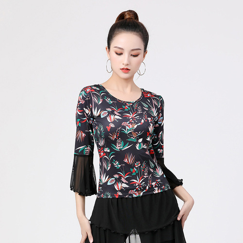 Dance practice clothes for women adult slim fit bell sleeves new summer modern dance fashion Latin dance tops