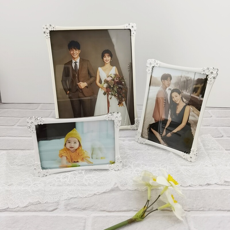 Out of Japan 6-Inch 7inch 10inch High-End Small Flower Diamond Metal Photo Frame Wedding Photo Frame Model Room High-End Photo Frame