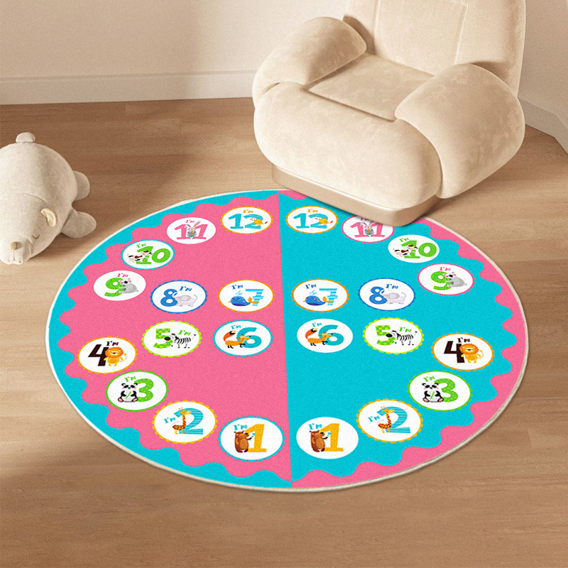 Spot Cartoon Track Round Carpet Children's Room Crawling Mat Easy to take care of Mat Traffic Map Game Play