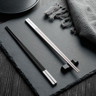 Qiquan stainless steel wire drawing craft alloy chopsticks hotel High-looking non-slip high temperature resistant chopsticks wholesale engraved logo