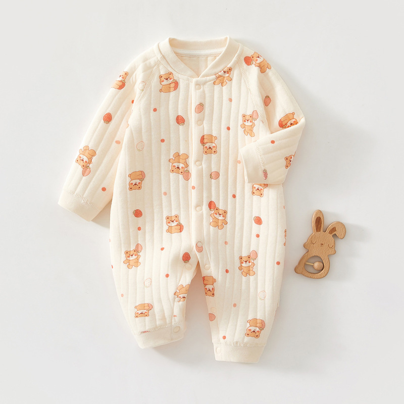 婴儿纯棉100%全棉a类春秋冬款初生儿衣服夹棉外出家居服安阳童装|undefined
