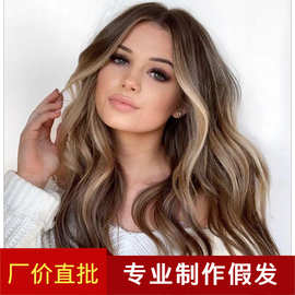 亚马逊wig 新款欧美假发女渐变长卷发玫瑰网头套厂家批发假发外贸