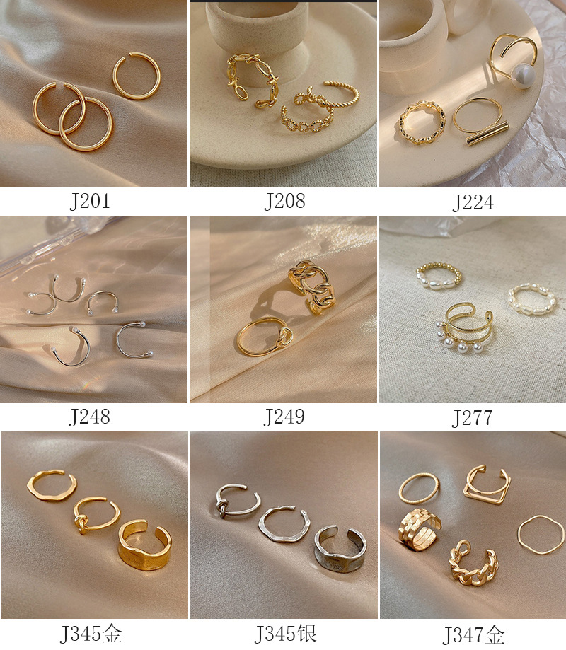 Fashion Irregular Heart Shape Bow Knot Copper Inlay Artificial Pearls Zircon Rings 1 Set