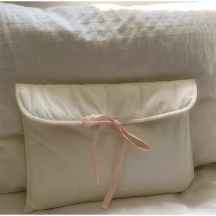 Cross-border super hot new ins blogger with ballet style pink bow cotton pen down tablet computer bag