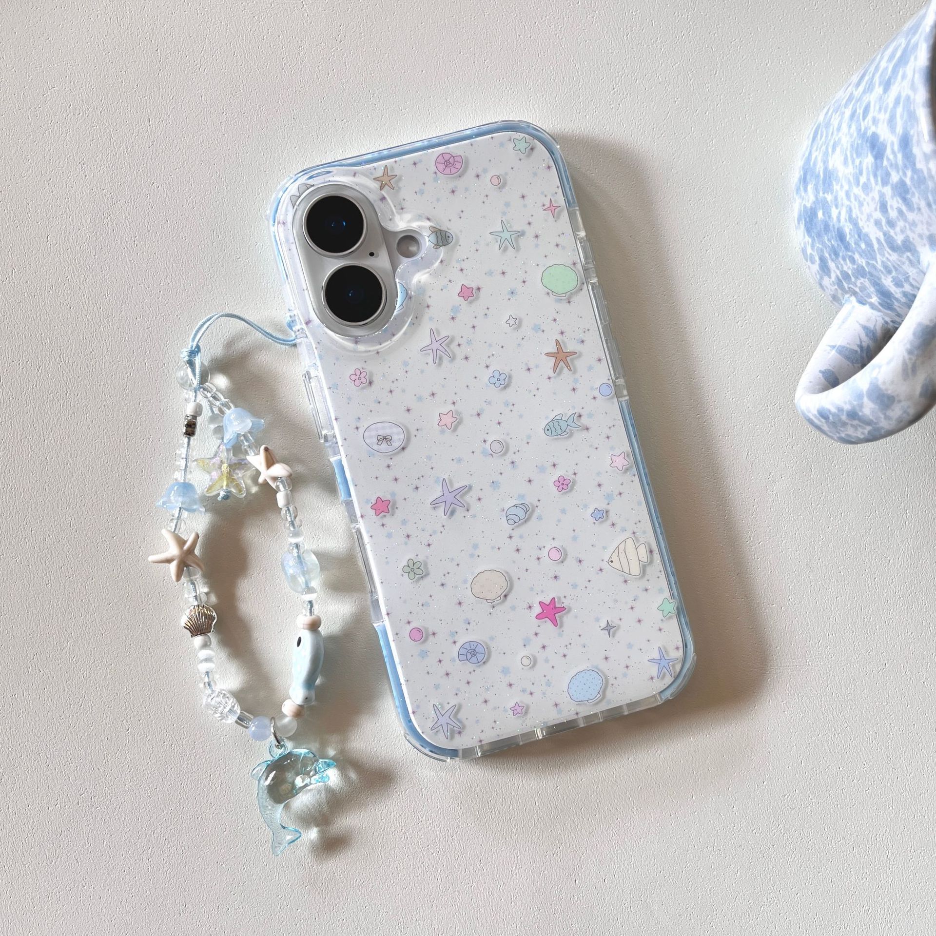 Verano pequeño y fresco animal marino adecuado para Apple 15/16 funda para teléfono móvil 14Pro azul 16PM femenino 13 nuevo 15