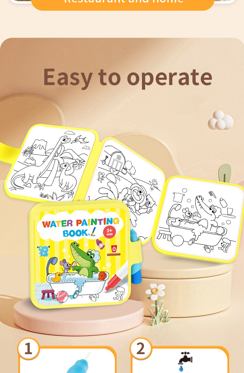 Wiederverwendbares Wasser-Malbuch Magisches Aquarell-Malbuch für Kinder Frühpädagogisches Ruhiges Buch – Detail 6