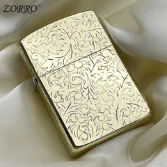 Zoro original copper fine carving Tang grass kerosene windproof lighter standard deep carving machine can be connected for batch DY production process