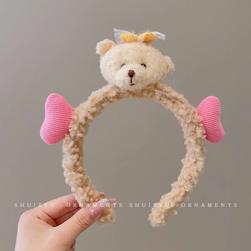 Banda para el cabello para el lavado de cara de dibujos animados lindo, máscara de aplicación de rojo de red para mujer, banda para el cabello, diadema, horquilla de paquete de cabello nuevo 2025