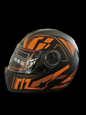Motorcycle Helmet for Men and, Motosiklet kaskı (dəbilqə) - matt-black-orange-flower-m-size-57-58cm