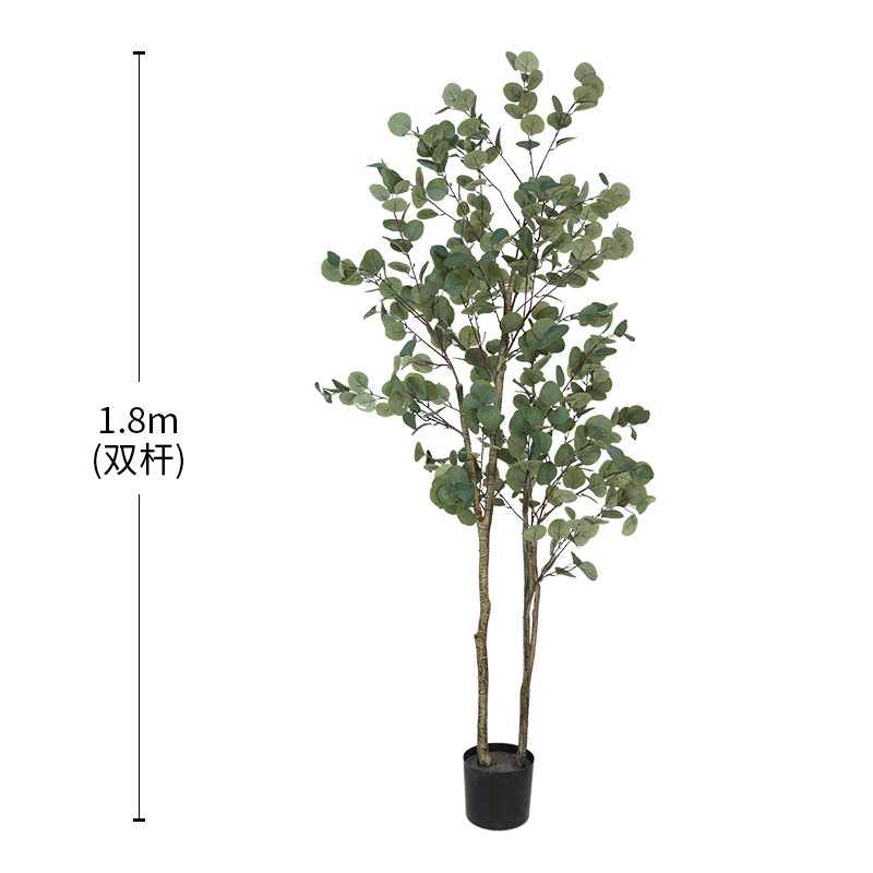 模擬緑の植物ユーカリ鉢植え家庭用床置き装飾品人工植物マネーリーフ盆栽装飾造花|undefined