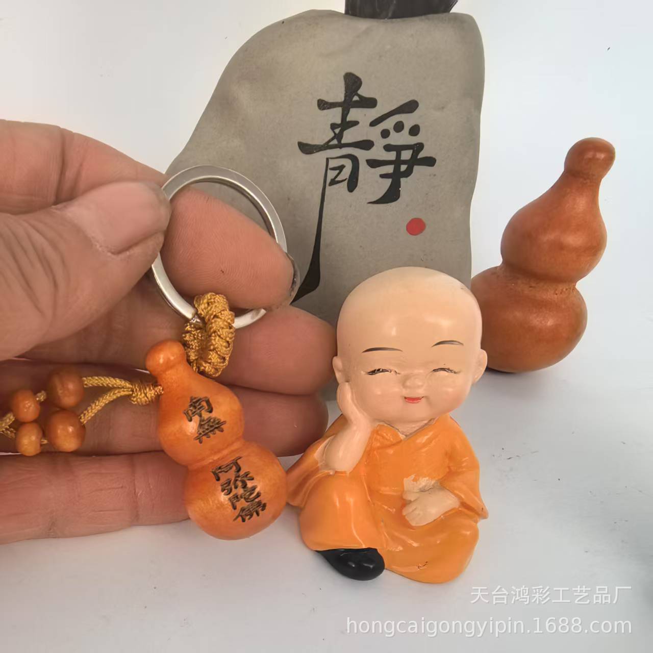 阿弥陀佛桃木车挂件葫芦饰品包挂五福葫芦创意寺院结缘葫芦法器