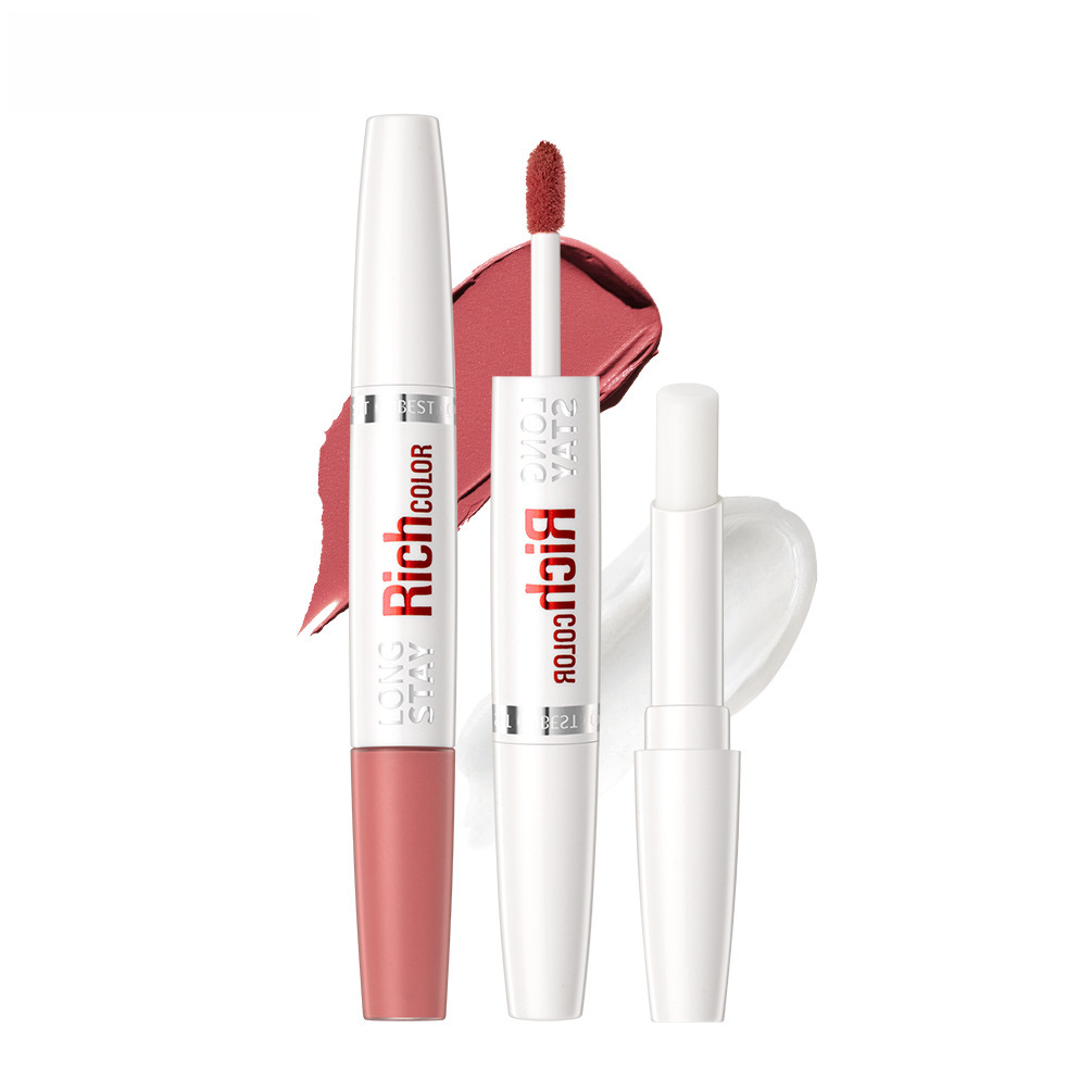 QIBEST double-headed lip glaze lip balm moisturizing moisturizing non-stick Cup not easy to decolorize long-lasting matte lipstick
