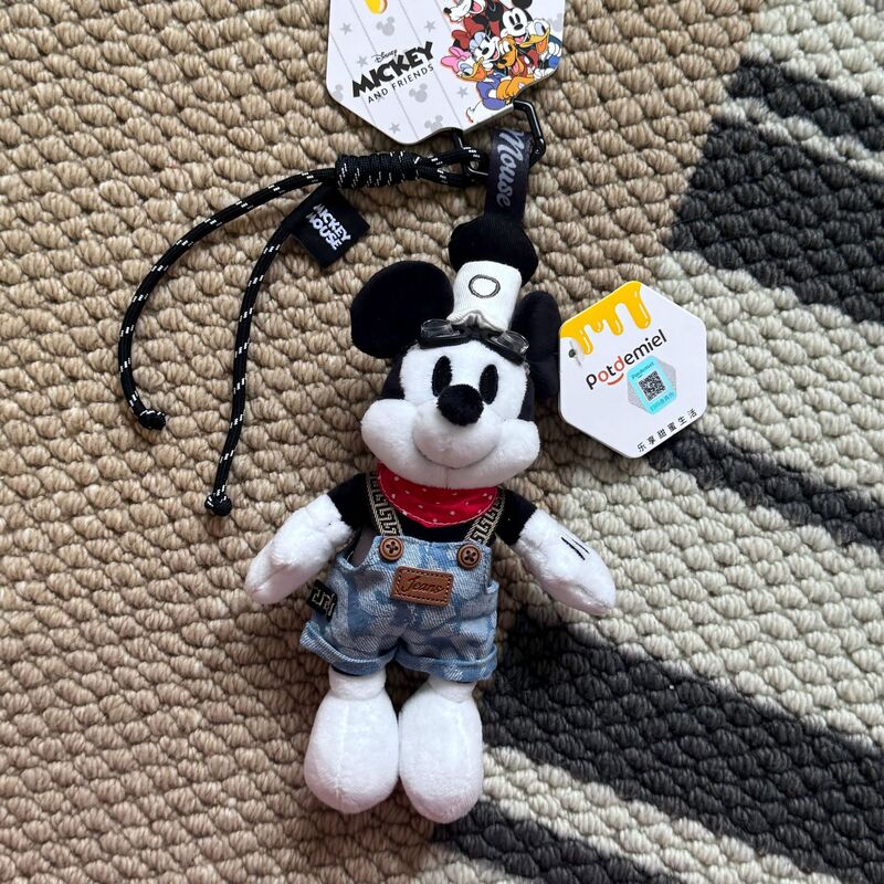 Cute Plush Mickey Pilot Cartoon Doll Pendant Mickey Mouse Keychain Pendant Creative Gift Pendant