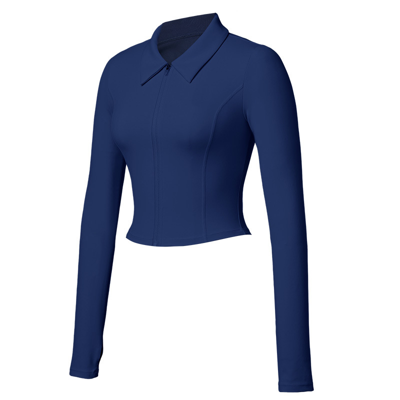 Tenis de mujer corta cremallera cardigan otoño invierno manga larga con solapa chaqueta deportiva de yoga de secado rápido