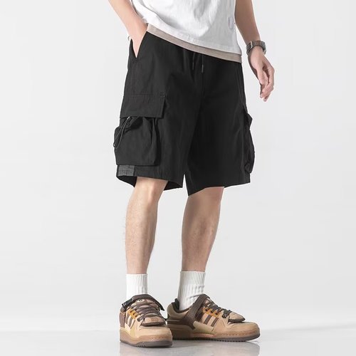 Japanese trend brand city boy functional workwear pocket shorts for men, summer sports straight-leg loose casual five-pocket pants
