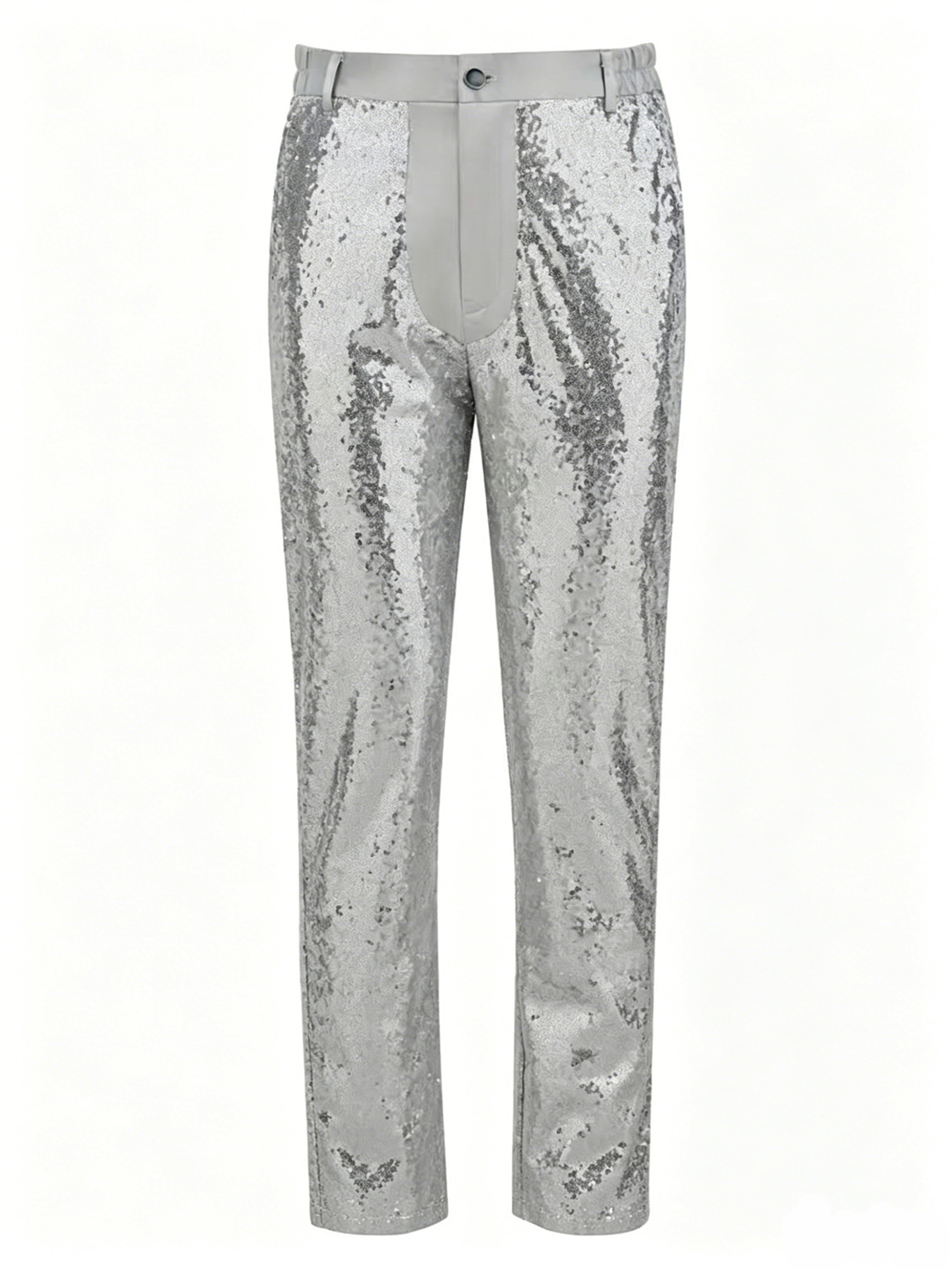Slim Fit Sequin Suit Trousers For Men Sparkling Party Pants_voghion.com