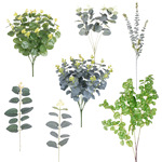 仿真单支尤加利金钱草 仿真绿植装饰仿真金钱叶仿真婚庆植物墙