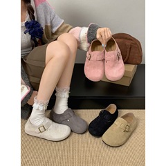 女王范复古厚底全包勃肯鞋女2025新款秋季配裙子软底内增高单鞋