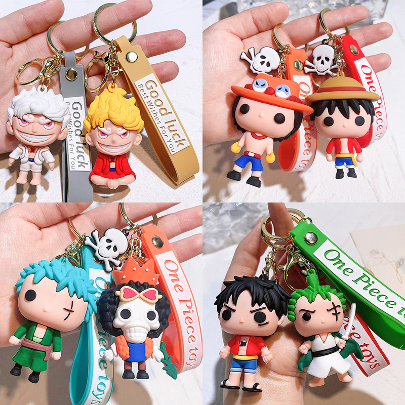 20 New One Piece Keychains Luffy Shichibukai Ace Sauron Keychain Dragon Ball Doll Men and Women Pendants