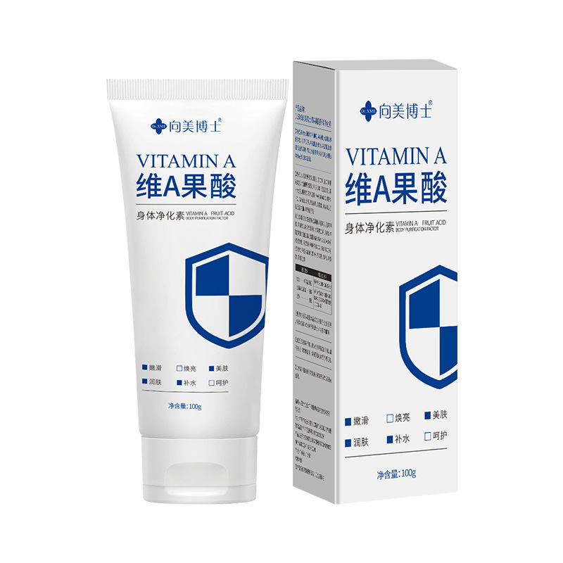 Dr. Xiangmei vitamina A ácido fructícola cuerpo purificador piel delicada suave exfoliante piel de pollo fabricante de loción corporal