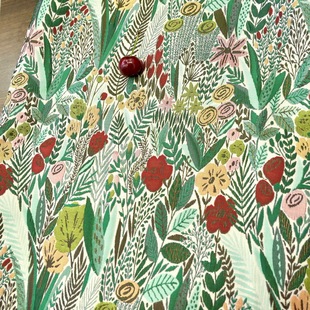 Pastoral Style Plant Flower Cartoon Safflower Green Leaf Dress Shorts Shoes Bag Textured Jacquard Clothing Fabric