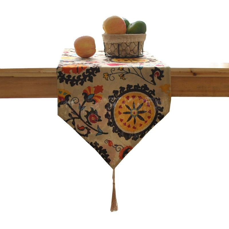 Ethnic coffee table, ethnic style, cotton and linen, flowered, boho style, direct factory sales