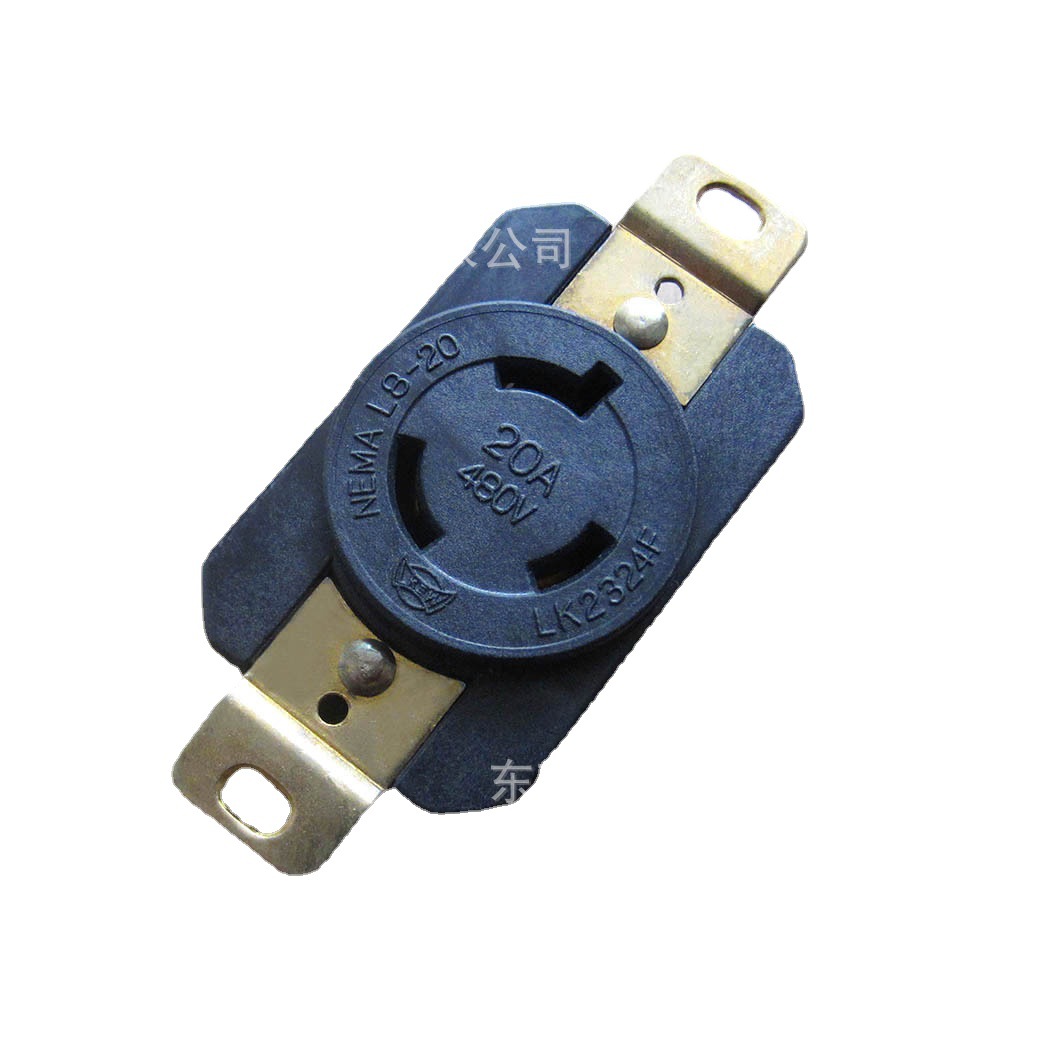 LK-2324F NEMA防松插座 20A 480V L8-20R 3孔防脱落插座五金制品
