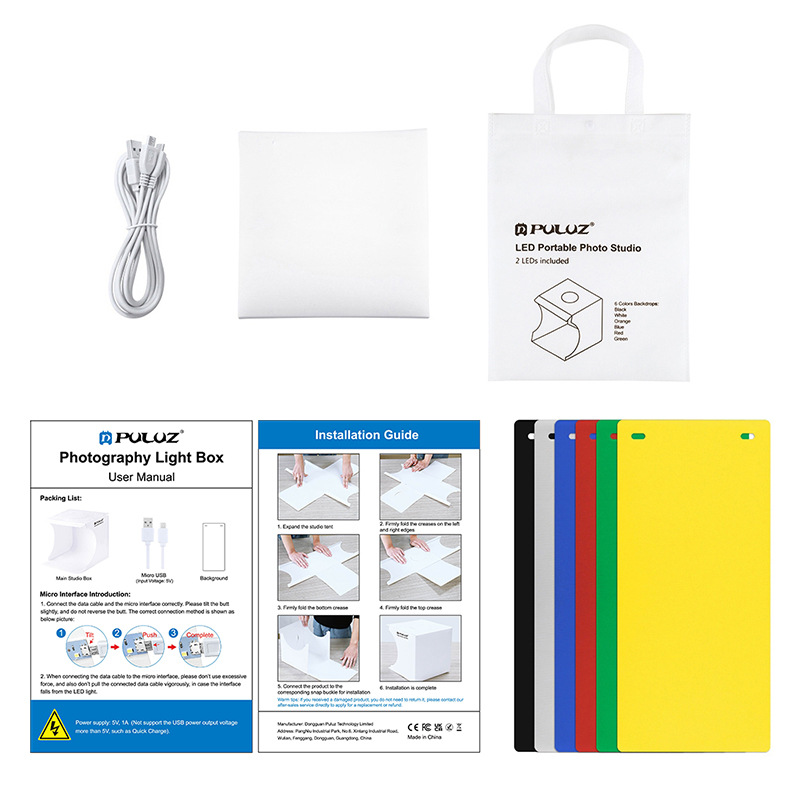 Puluz vaca gorda 20cm portátil plegable LED estudio mini fotografía caja de luz pequeño equipo